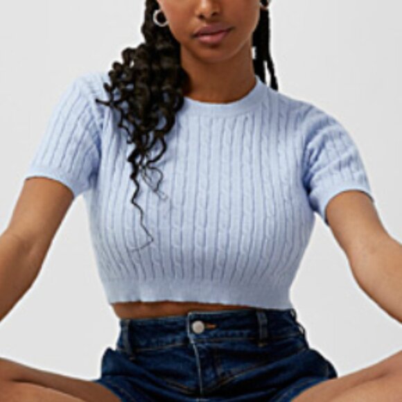 Twik Cable Knit Baby Blue Tshirt | US S - Picture 2 of 6